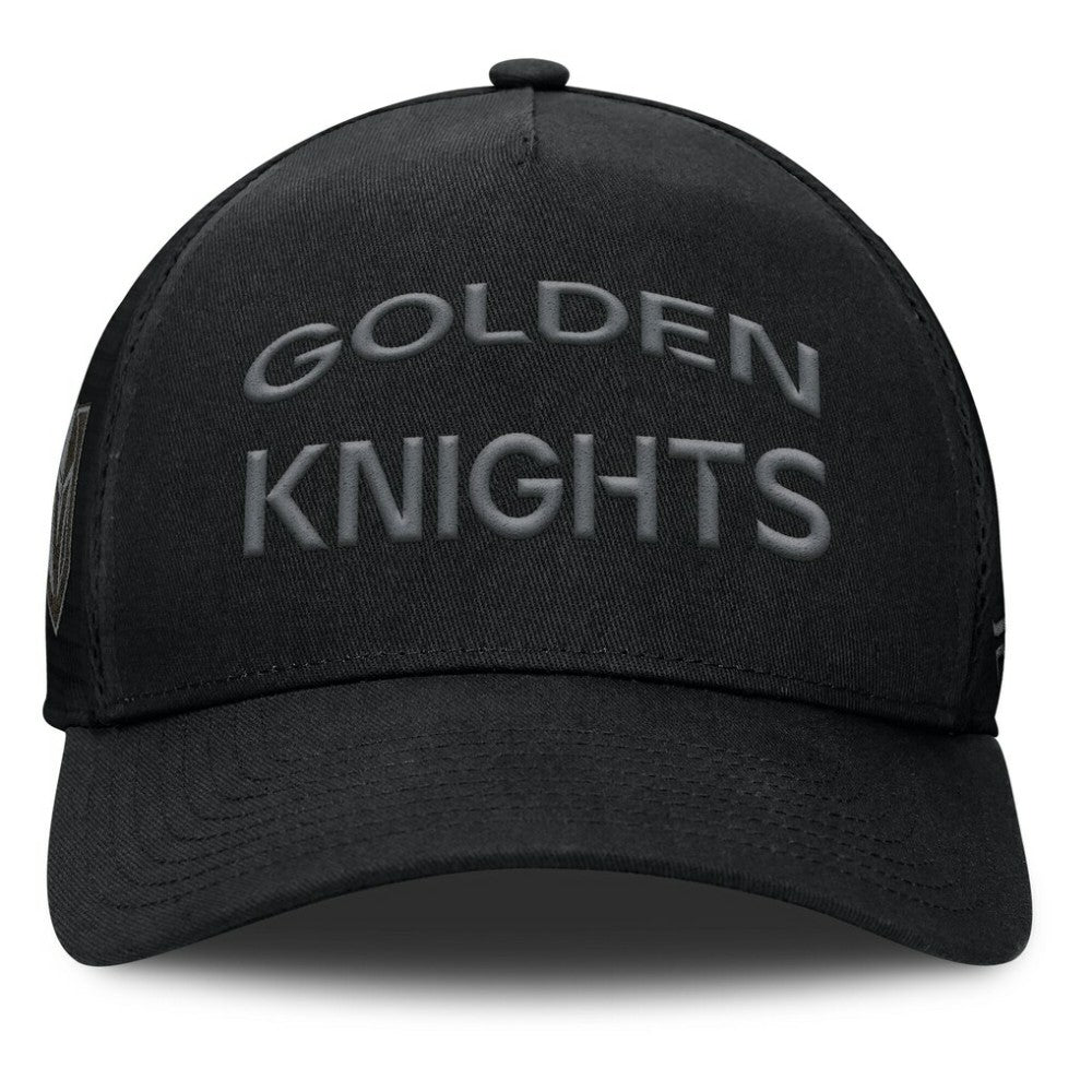 Vegas Golden Knights Fanatics Authentic Pro Road Stack Text A-Frame Adjustable Hat - Black | US 200897824