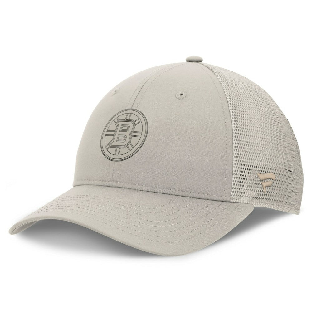 Boston Bruins Fanatics Women's Authentic Pro Road Trucker Adjustable Hat - Tan | US 200897996
