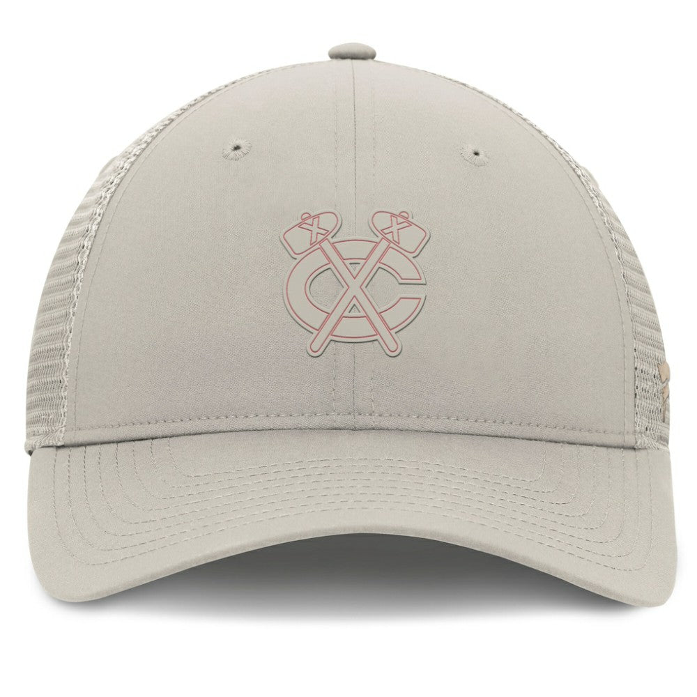 Chicago Blackhawks Fanatics Women's Authentic Pro Road Trucker Adjustable Hat - Tan | US 200897999