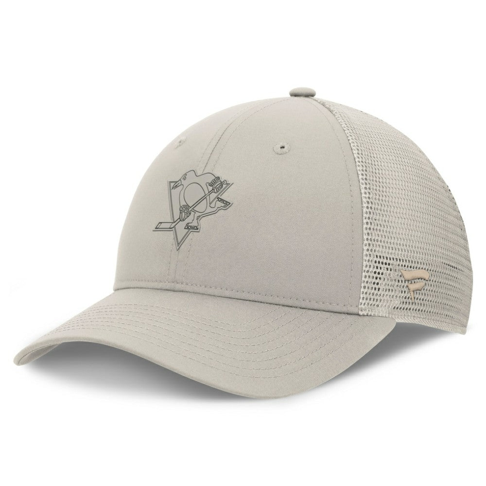 Pittsburgh Penguins Fanatics Women's Authentic Pro Road Trucker Adjustable Hat - Tan | US 200898008