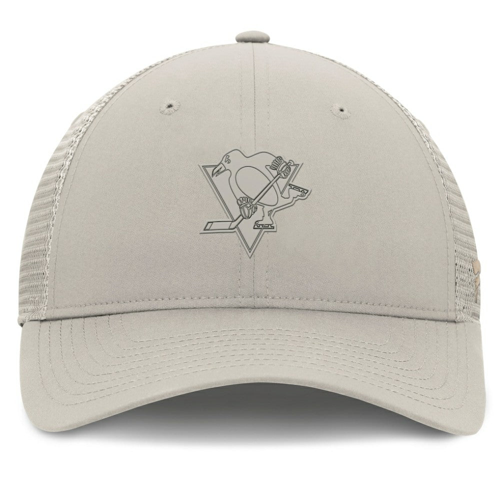 Pittsburgh Penguins Fanatics Women's Authentic Pro Road Trucker Adjustable Hat - Tan | US 200898008