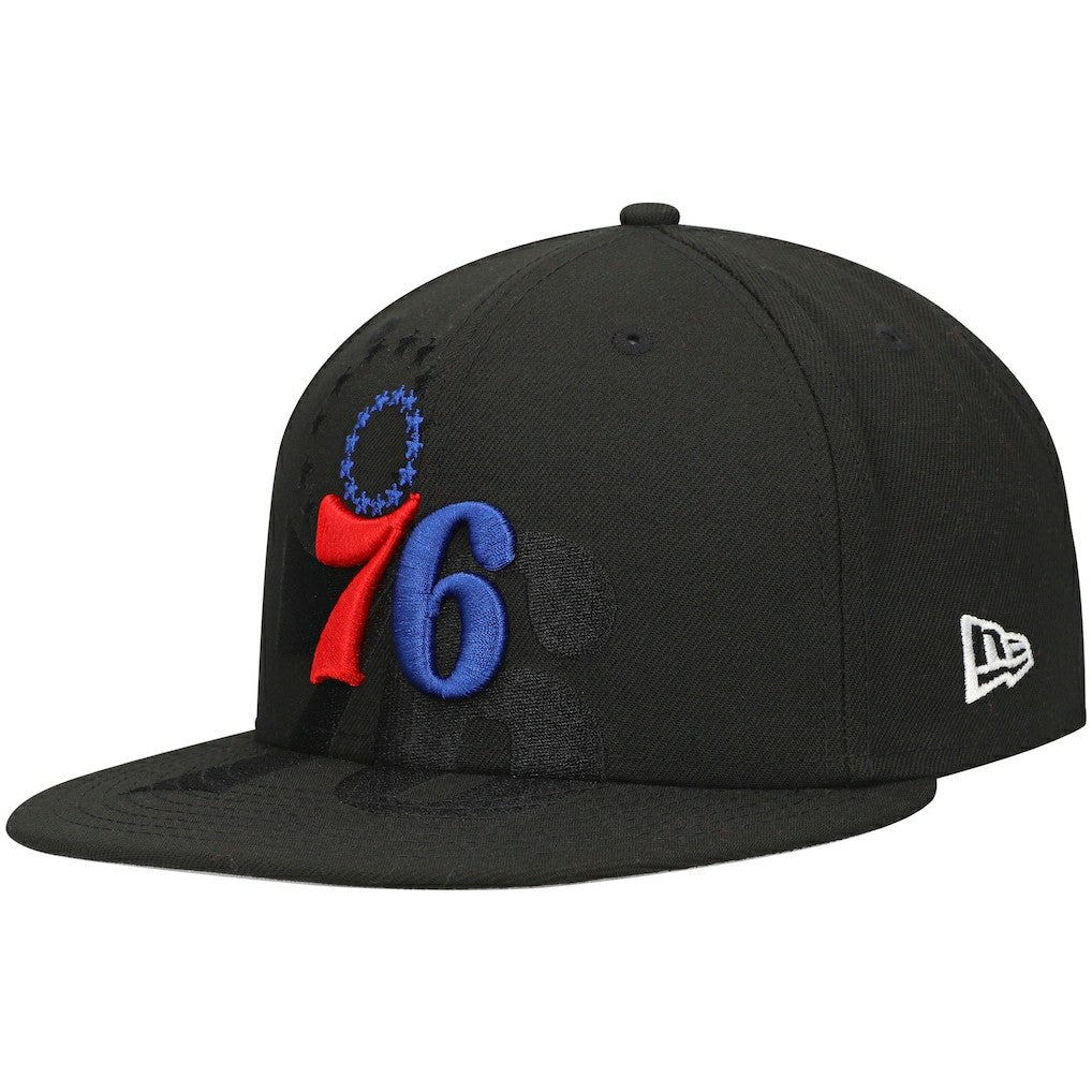 Philadelphia 76ers Blackout Shadow Logo 59FIFTY Fitted Hat Black - New Era