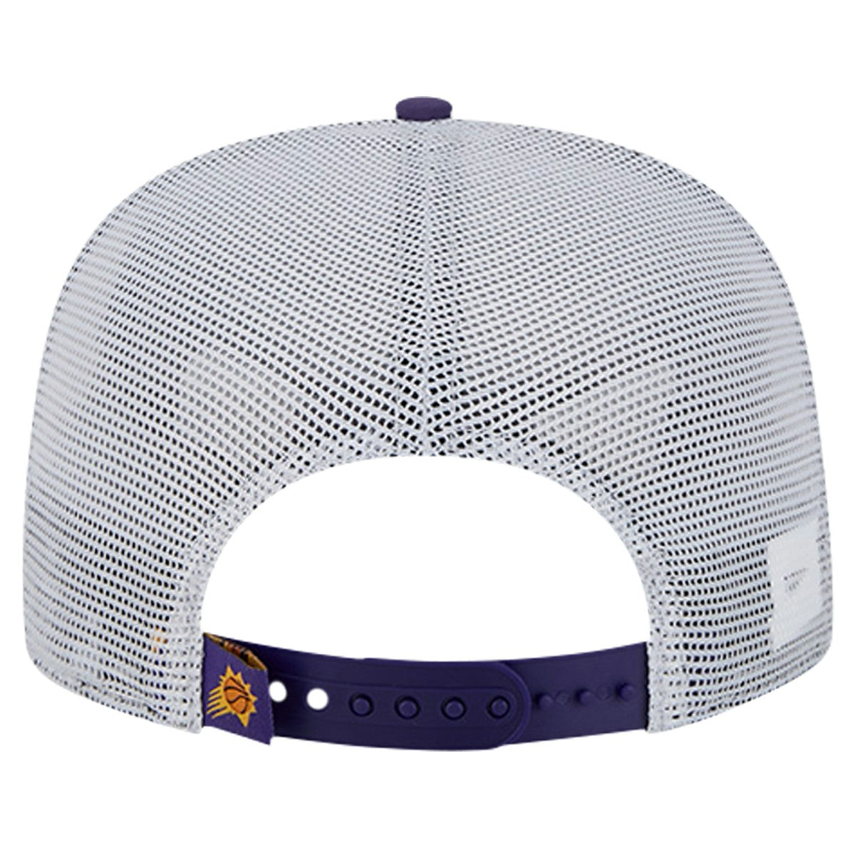 Phoenix Suns Puff Print Team Code A-Frame 9FIFTY Trucker Snapback Hat Purple - New Era