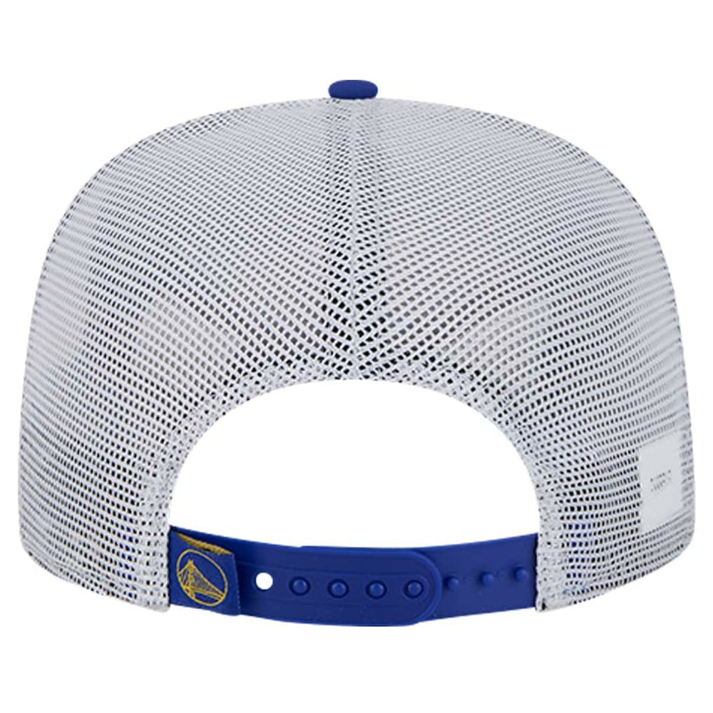 Golden State Warriors Puff Print Team Code A-Frame 9FIFTY Trucker Snapback Hat Royal - New Era