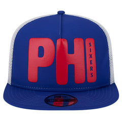 Philadelphia 76ers Puff Print Team Code A-Frame 9FIFTY Trucker Snapback Hat Royal - New Era outlet