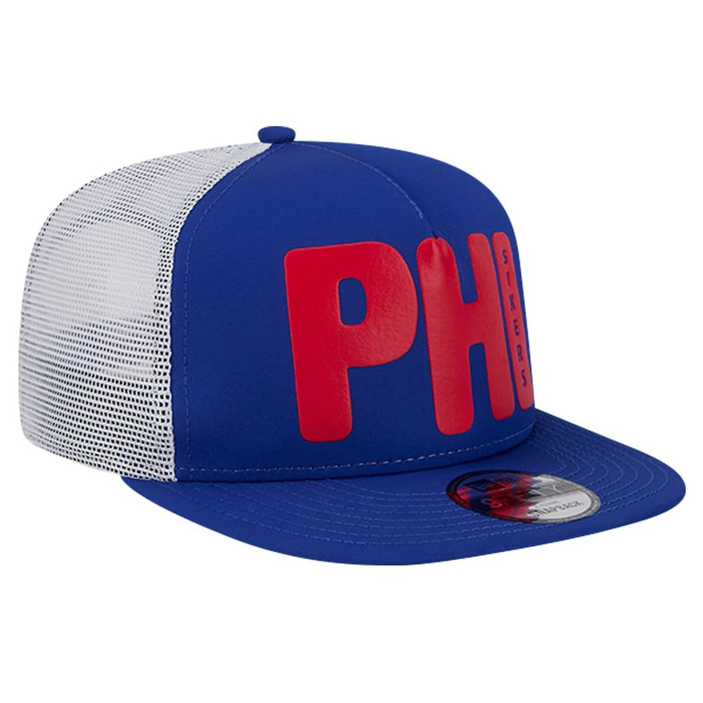 Philadelphia 76ers Puff Print Team Code A-Frame 9FIFTY Trucker Snapback Hat Royal - New Era outlet