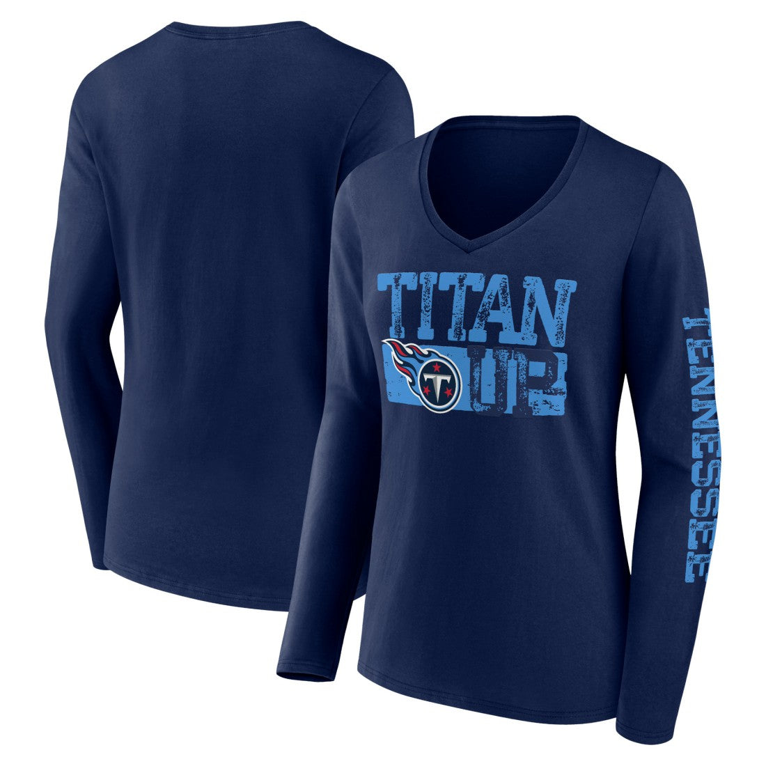 Tennessee Titans Hometown Sweep Long Sleeve V-Neck T-Shirt - Navy T-shirts
