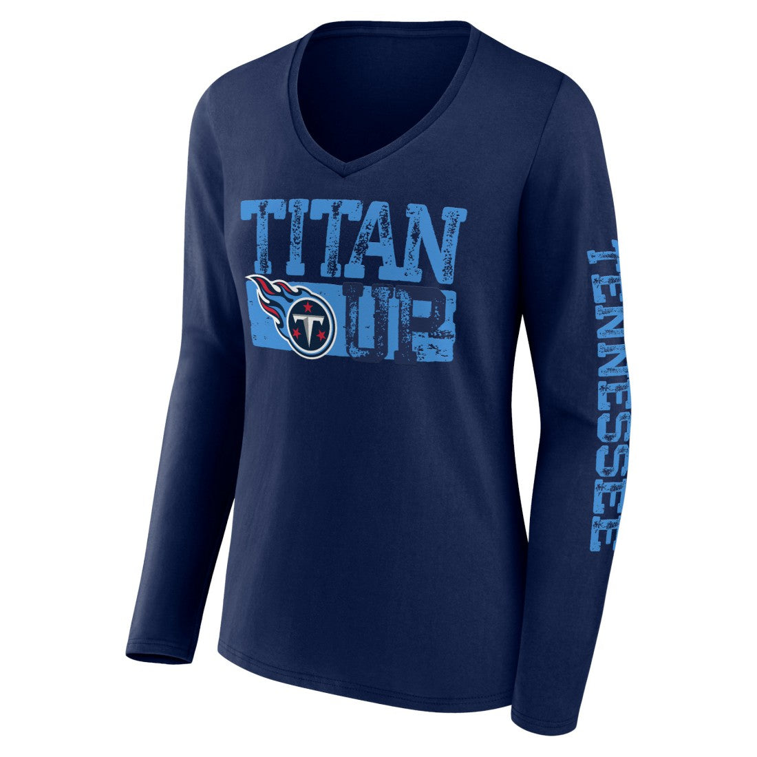 Tennessee Titans Hometown Sweep Long Sleeve V-Neck T-Shirt - Navy T-shirts
