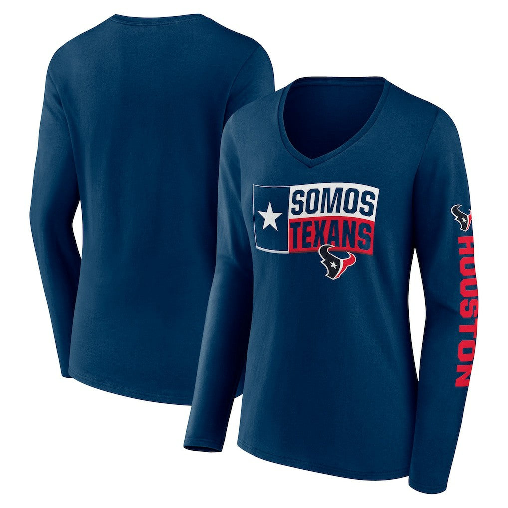 Houston Texans Hometown Sweep Long Sleeve V-Neck T-Shirt - Navy T-shirts