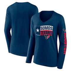 Houston Texans Hometown Sweep Long Sleeve V-Neck T-Shirt - Navy T-shirts