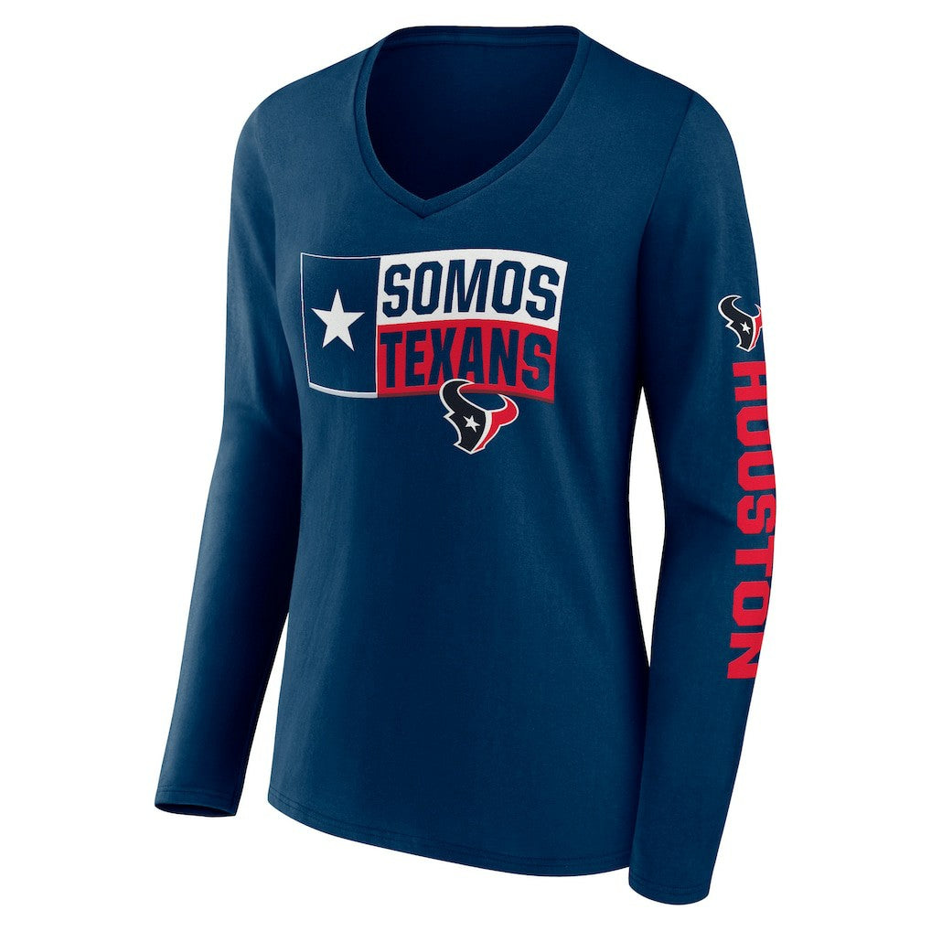Houston Texans Hometown Sweep Long Sleeve V-Neck T-Shirt - Navy T-shirts