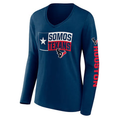 Houston Texans Hometown Sweep Long Sleeve V-Neck T-Shirt - Navy T-shirts