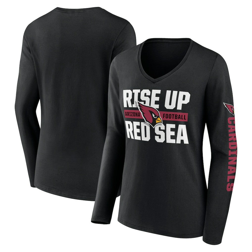 Arizona Cardinals Hometown Sweep Long Sleeve V-Neck T-Shirt - Black T-shirts