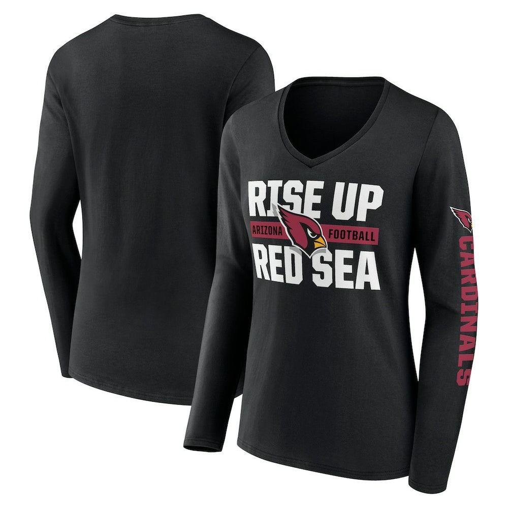 Arizona Cardinals Hometown Sweep Long Sleeve V-Neck T-Shirt - Black T-shirts