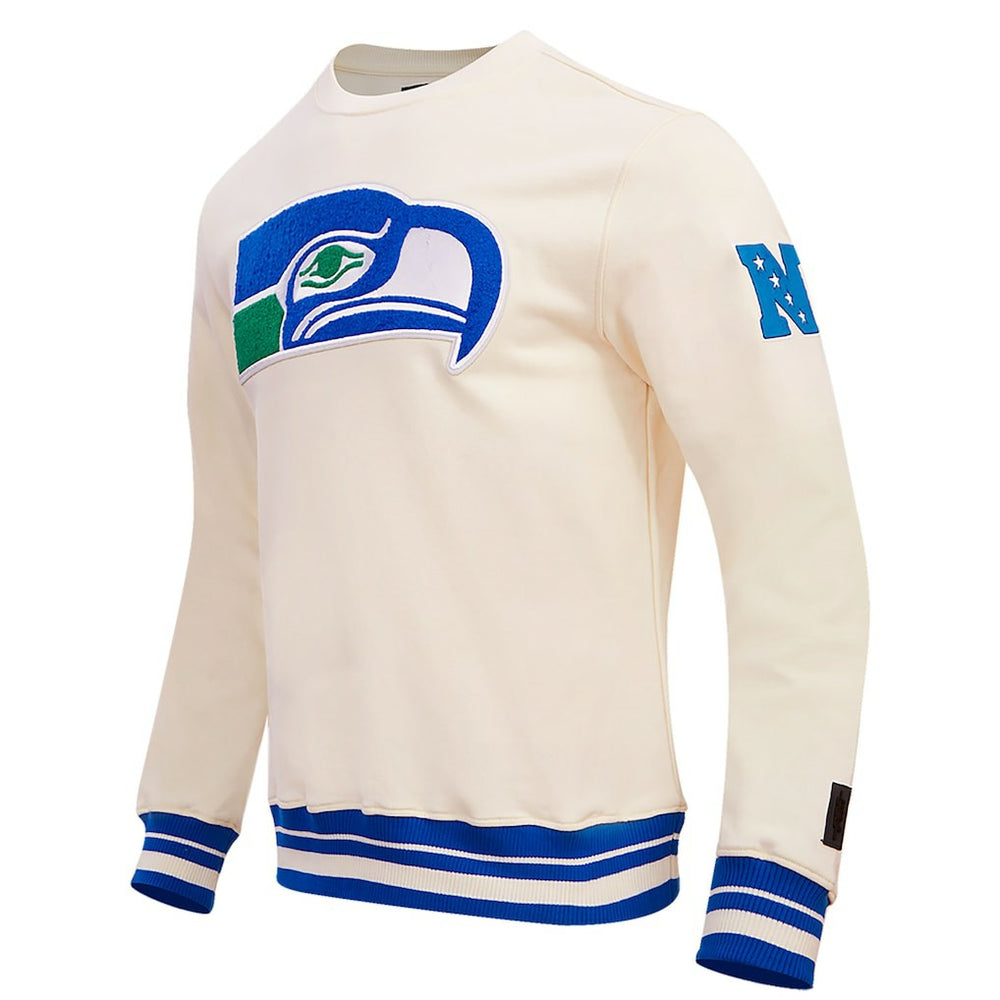 Seattle Seahawks Pro Standard Retro Classics Fleece Pullover Sweatshirt - Cream Pullover