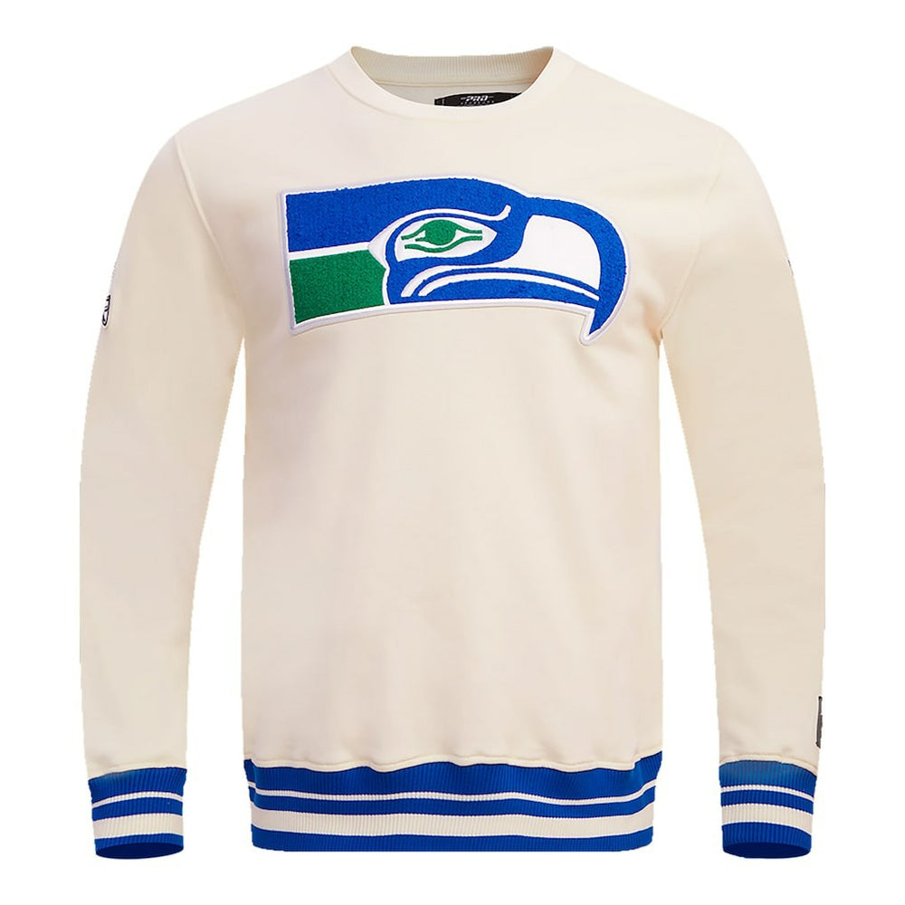 Seattle Seahawks Pro Standard Retro Classics Fleece Pullover Sweatshirt - Cream Pullover