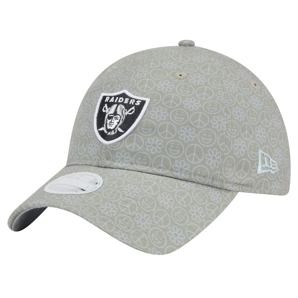 Las Vegas Raiders New Era Women's Smiley 9TWENTY Adjustable Hat - Silver Hats