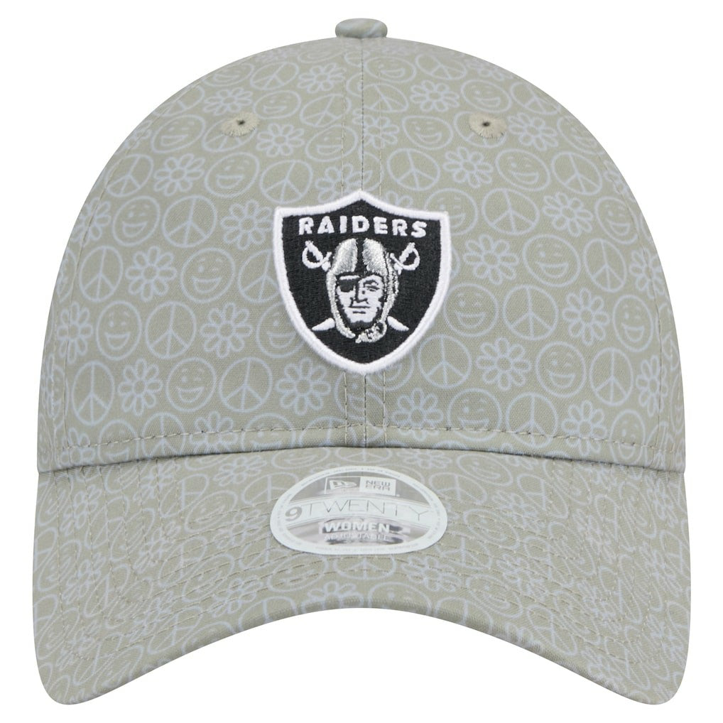 Las Vegas Raiders New Era Women's Smiley 9TWENTY Adjustable Hat - Silver Hats