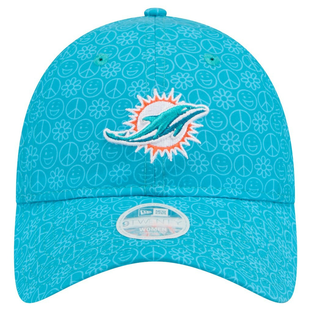 Miami Dolphins New Era Women's Smiley 9TWENTY Adjustable Hat - Aqua Hats