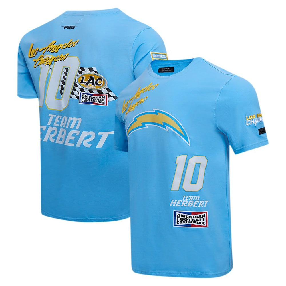 Justin Herbert Los Angeles Chargers Pro Standard Fast Lane Name & Number Player T-Shirt - Powder Blue T-shirts