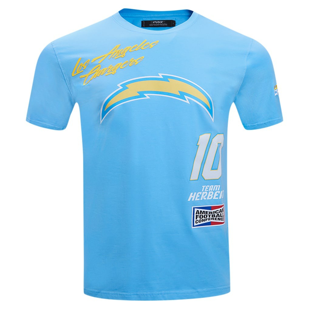 Justin Herbert Los Angeles Chargers Pro Standard Fast Lane Name & Number Player T-Shirt - Powder Blue T-shirts