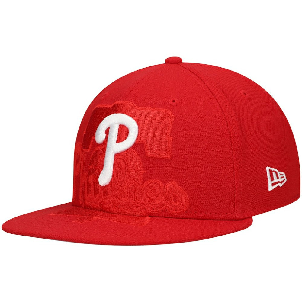 Philadelphia Phillies New Era Shadow Logo 59FIFTY Fitted Hat - Red Hats