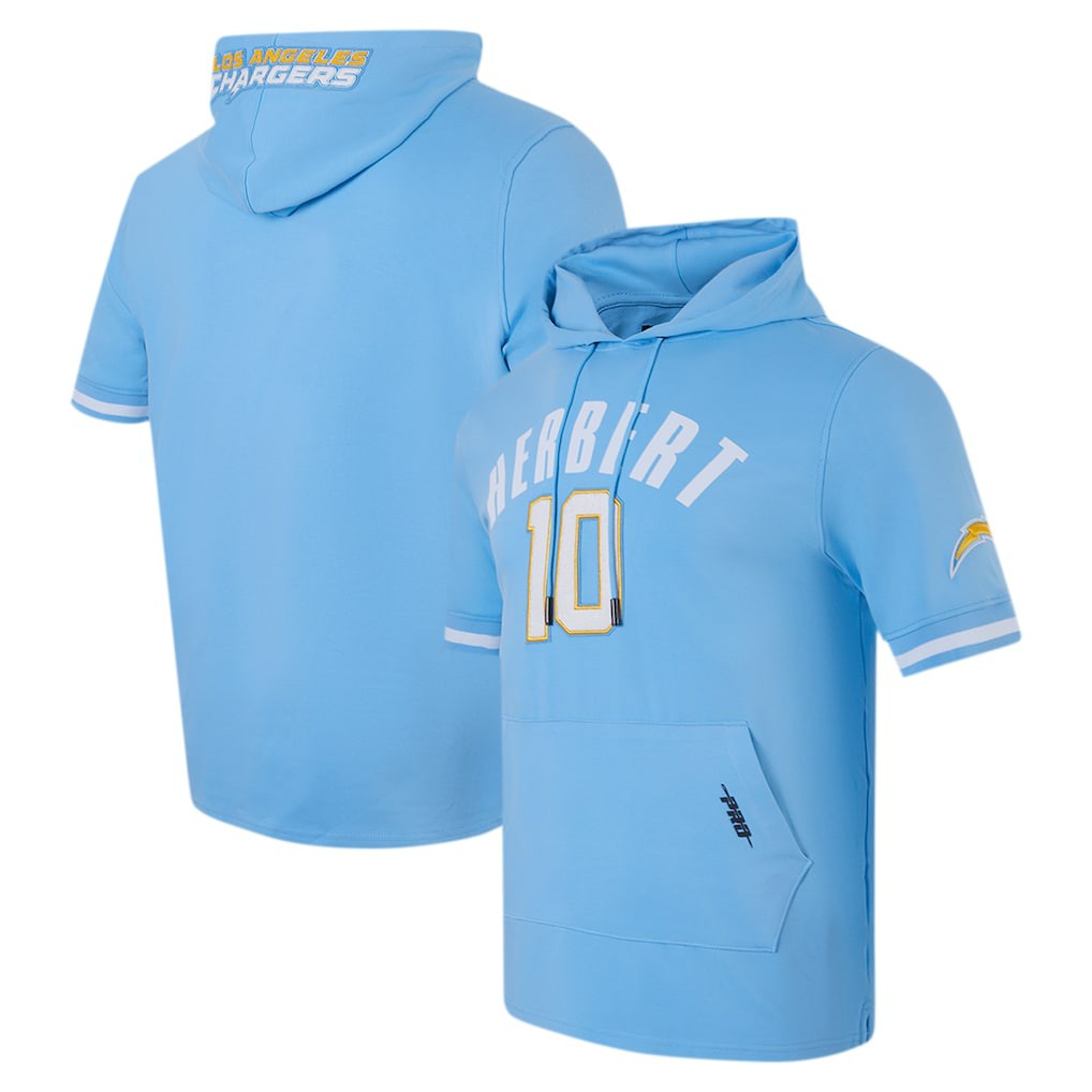 Justin Herbert Los Angeles Chargers Pro Standard Player Name & Number Hoodie T-Shirt - Powder Blue Hoodies