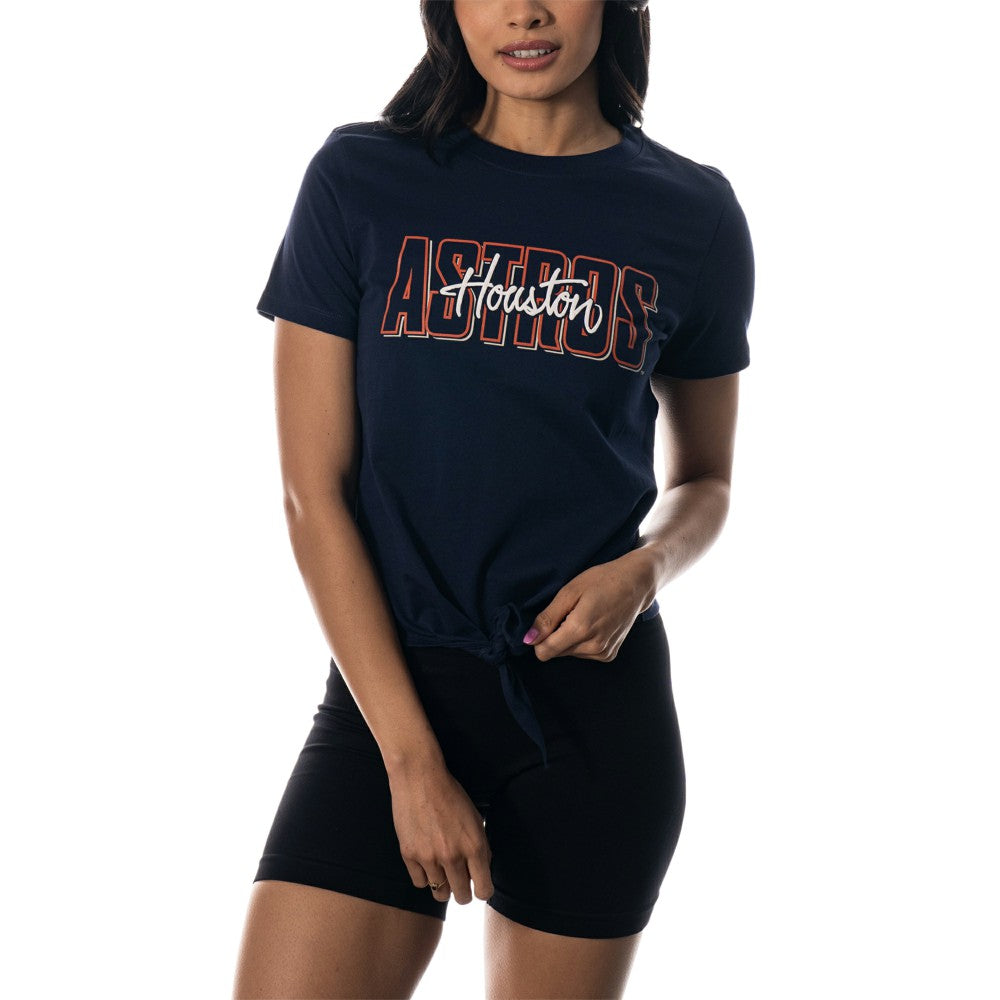 Houston Astros The Wild Collective Women's Twist Front T-Shirt - Navy T-shirts
