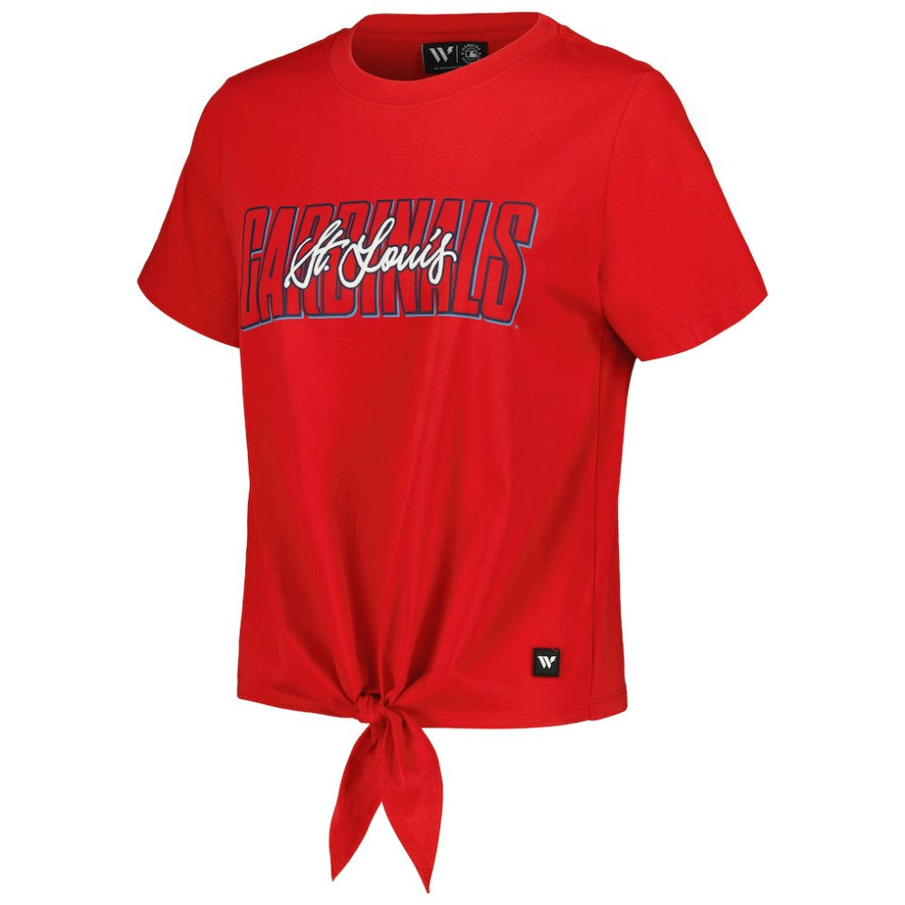 St. Louis Cardinals The Wild Collective Women's Twist Front T-Shirt - Red T-shirts