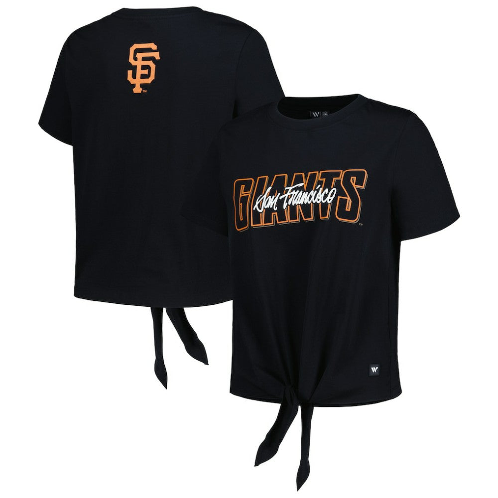 San Francisco Giants The Wild Collective Women's Twist Front T-Shirt - Black T-shirts