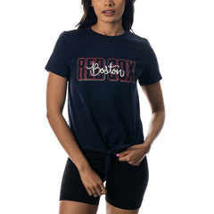 Boston Red Sox The Wild Collective Women's Twist Front T-Shirt - Navy T-shirts