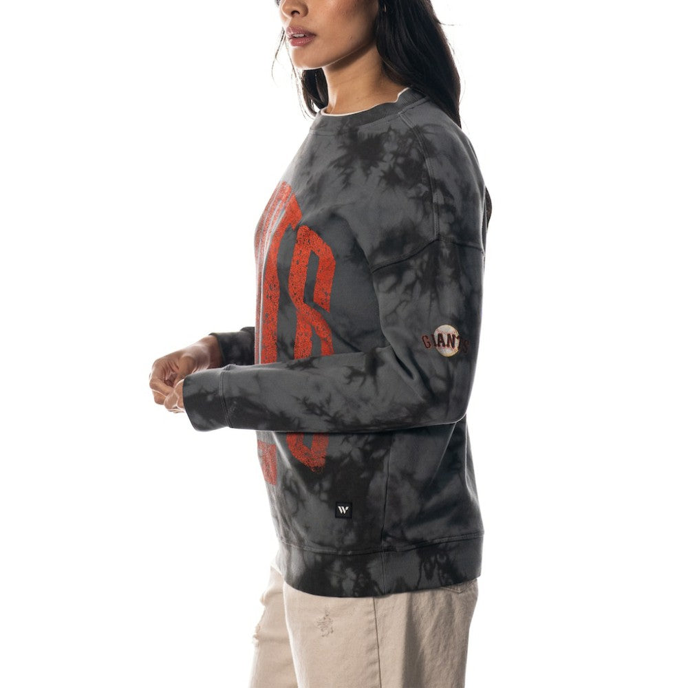 San Francisco Giants The Wild Collective Women's Overdyed Pullover Sweatshirt - Charcoal Pullover