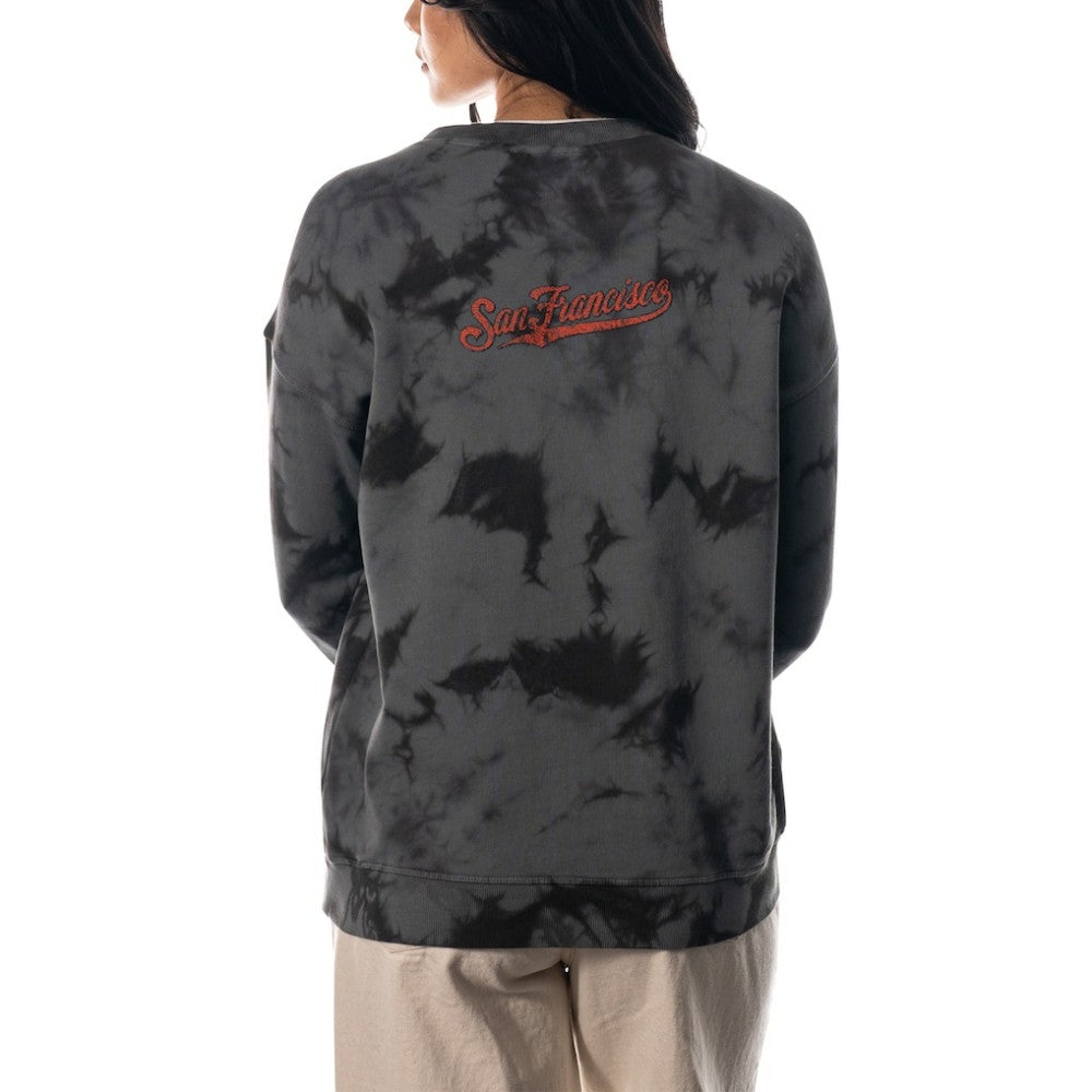 San Francisco Giants The Wild Collective Women's Overdyed Pullover Sweatshirt - Charcoal Pullover