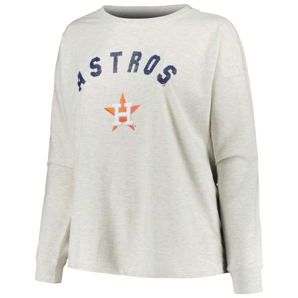 Houston Astros Profile Women's Plus Size French Terry Pullover Sweatshirt - Oatmeal Pullover