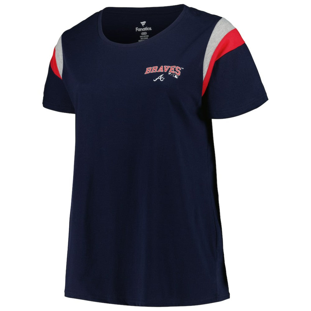 Atlanta Braves Profile Women's Plus Size Scoop Neck T-Shirt - Navy T-shirts