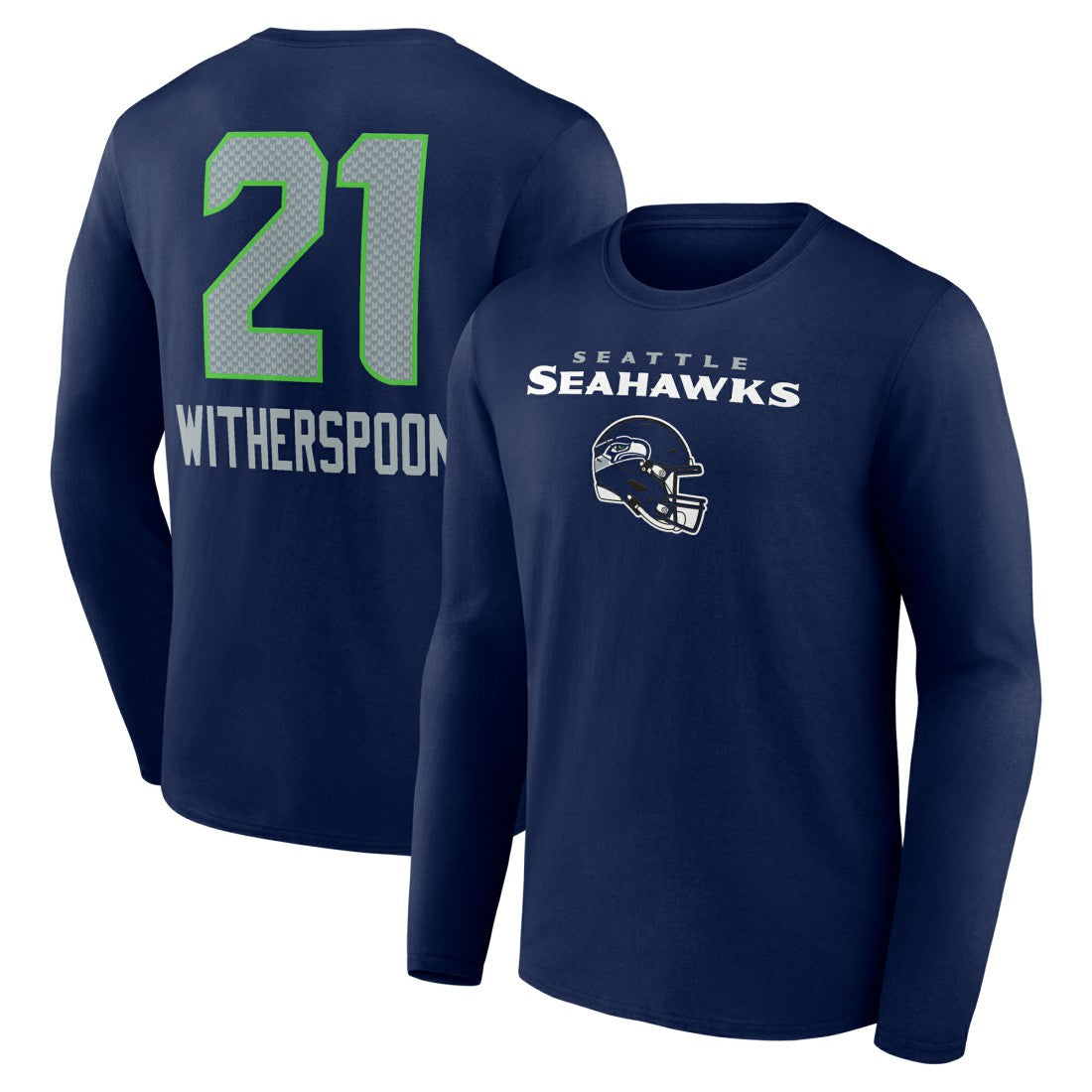 Devon Witherspoon Seattle Seahawks Team Wordmark Player Name & Number Long Sleeve T-Shirt - College Navy T-shirts