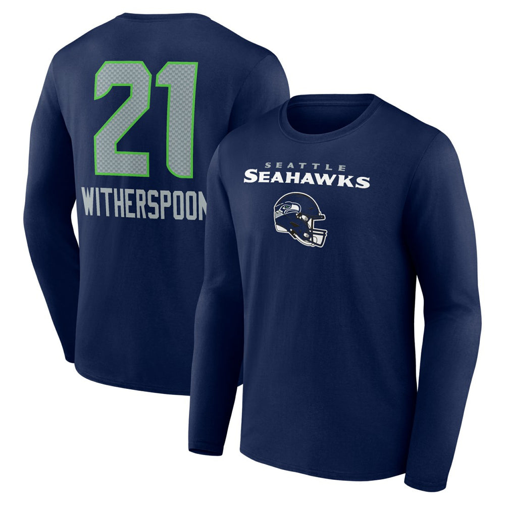 Devon Witherspoon Seattle Seahawks Team Wordmark Player Name & Number Long Sleeve T-Shirt - College Navy T-shirts