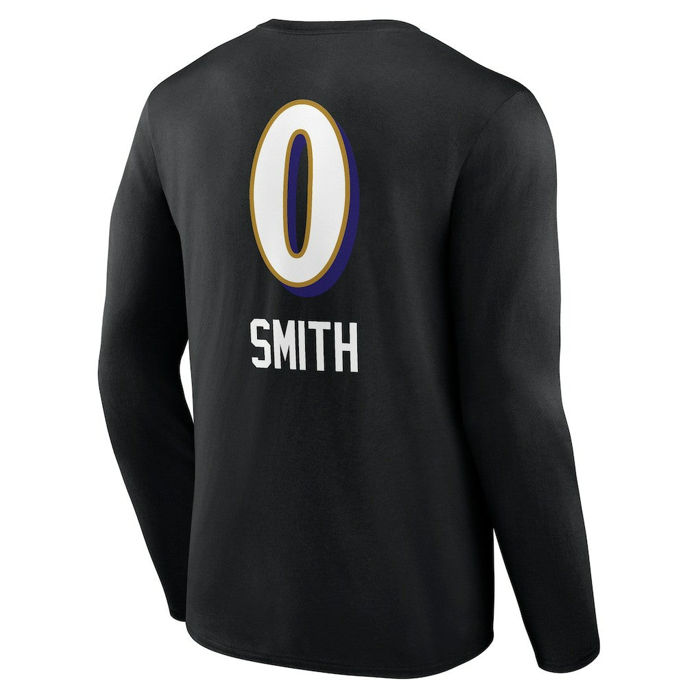 Roquan Smith Baltimore Ravens Team Wordmark Player Name & Number Long Sleeve T-Shirt - Black T-shirts
