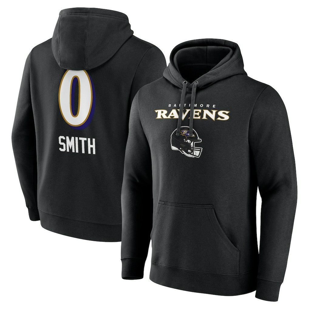 Roquan Smith Baltimore Ravens Team Wordmark Player Name & Number Pullover Hoodie - Black Hoodies