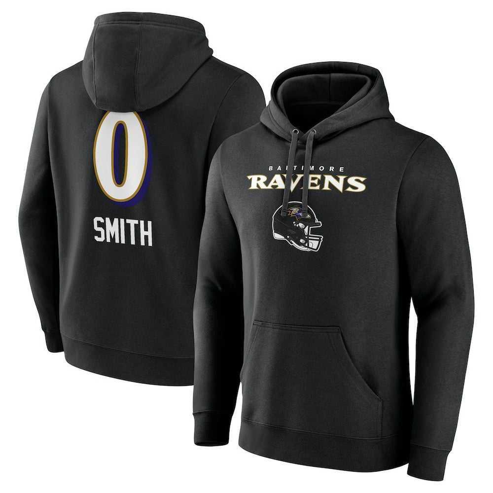 Roquan Smith Baltimore Ravens Team Wordmark Player Name & Number Pullover Hoodie - Black Hoodies