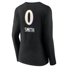 Roquan Smith Baltimore Ravens Women's Team Wordmark Player Name & Number Long Sleeve V-Neck T-Shirt - Black T-shirts