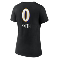 Roquan Smith Baltimore Ravens Women's Team Wordmark Player Name & Number V-Neck T-Shirt - Black T-shirts