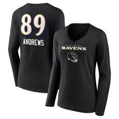 Mark Andrews Baltimore Ravens Women's Team Wordmark Player Name & Number Long Sleeve V-Neck T-Shirt - Black T-shirts