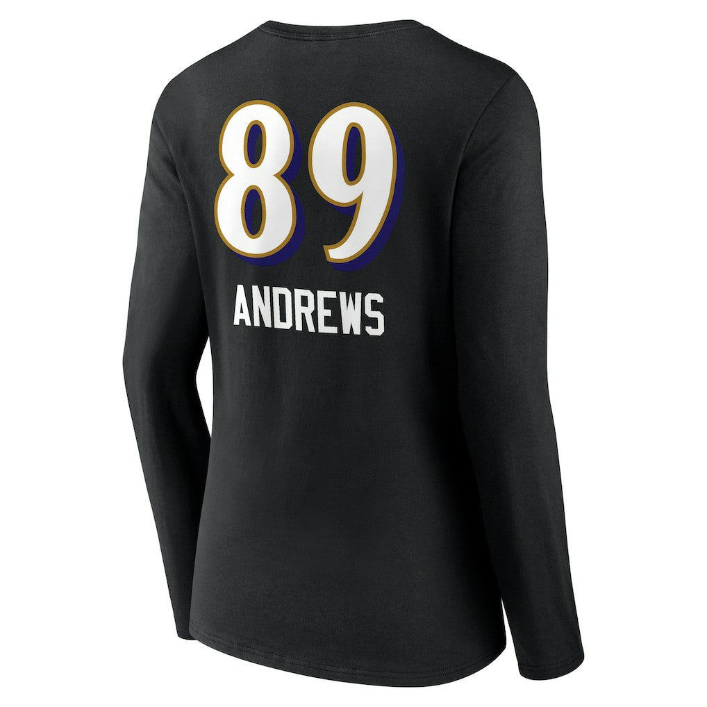 Mark Andrews Baltimore Ravens Women's Team Wordmark Player Name & Number Long Sleeve V-Neck T-Shirt - Black T-shirts