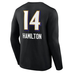 Kyle Hamilton Baltimore Ravens Team Wordmark Player Name & Number Long Sleeve T-Shirt - Black T-shirts