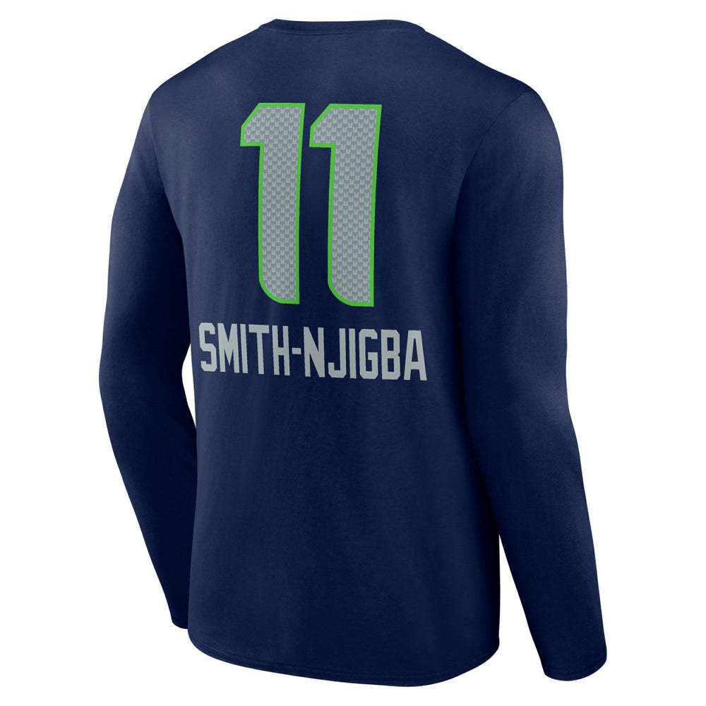 Jaxon Smith-Njigba Seattle Seahawks Team Wordmark Player Name & Number Long Sleeve T-Shirt - College Navy T-shirts