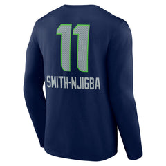 Jaxon Smith-Njigba Seattle Seahawks Team Wordmark Player Name & Number Long Sleeve T-Shirt - College Navy T-shirts