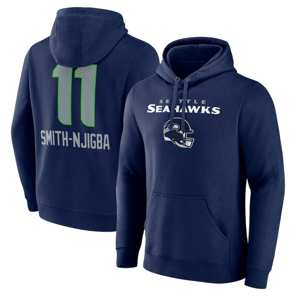 Jaxon Smith-Njigba Seattle Seahawks Team Wordmark Player Name & Number Pullover Hoodie - College Navy Hoodies