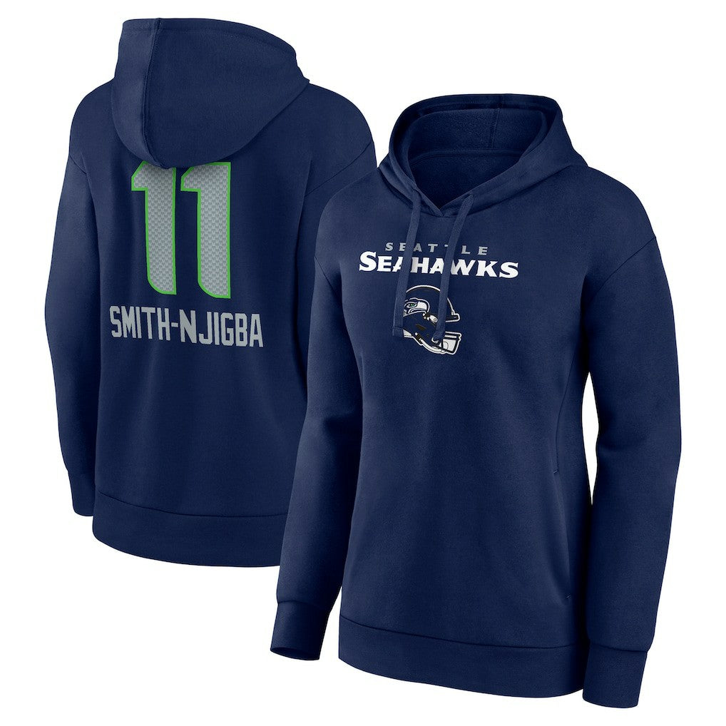 Jaxon Smith-Njigba Seattle Seahawks Women's Team Wordmark Player Name & Number Pullover Hoodie - College Navy Hoodies