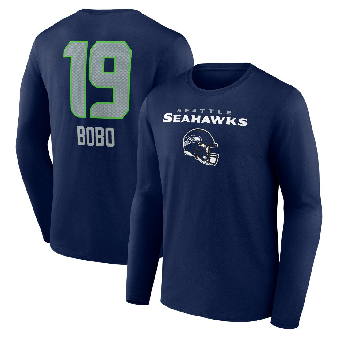 Jake Bobo Seattle Seahawks Team Wordmark Player Name & Number Long Sleeve T-Shirt - College Navy T-shirts